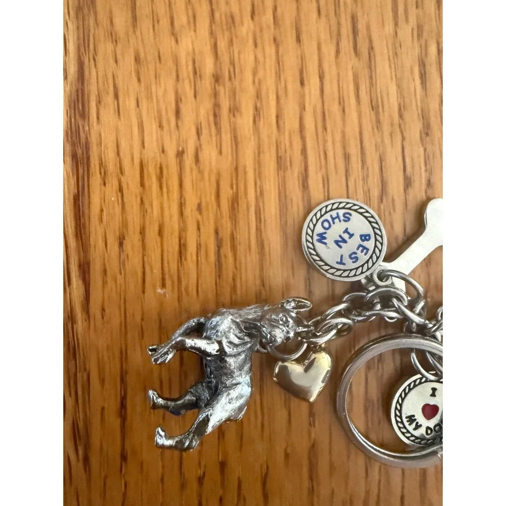 Brighton Dog Charm Keychain Unisex OS Silver Gold Excellent Best In Show Multi